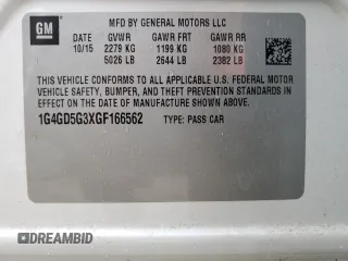 2016 Buick LaCrosse Premium I with VIN 1G4GD5G3XGF166562, listed as a Copart auction lot 82061974 with 85,529 mi miles and Salvage title. Bid and sale history available at DreamBid. Image 12.