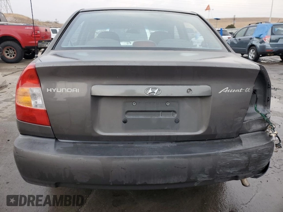 2002 Hyundai Accent GL with VIN KMHCG45C72U269610, listed as a Copart auction lot 80362953 with 89,481 mi miles and Salvage Title. Bid and sale history available at carsss.com. Image 6.