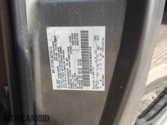 2002 Ford Windstar SE with VIN 2FMZA52462BA09199, listed as a Copart auction lot 83097064 with 216,158 mi miles and Salvage title. Bid and sale history available at DreamBid. Image 13.
