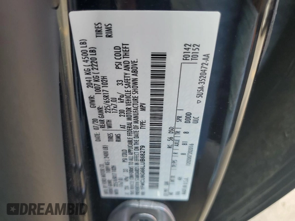2020 Ford Escape SE с VIN 1FMCU9G66LUB68279, выставлен на аукционе Copart как лот 60879915 с пробегом 184 324 миль миль и Чистый • Clean title. История ставок и продаж доступна на DreamBid. Изображение 12.