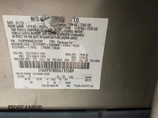 2013 Ford Taurus Limited с VIN 1FAHP2F80DG195589, выставлен на аукционе IAAI как лот 42349612 с пробегом 216 474 миль миль и . История ставок и продаж доступна на DreamBid. Изображение 9.