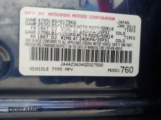 2016 Mitsubishi Outlander SE with VIN JA4AZ3A34GZ027500, listed as a Copart auction lot 65452225 with 160,595 mi miles and Clean title. Bid and sale history available at DreamBid. Image 12.