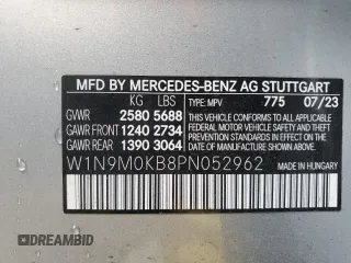 2023 Mercedes-Benz EQB 300 z VIN W1N9M0KB8PN052962, wystawiony jako Copart lot #48611095 z przebiegiem 17 663 mil mil oraz Szkoda całkowita • Salvage title. Historia ofert i sprzedaży dostępna na DreamBid. Obrazek 15.