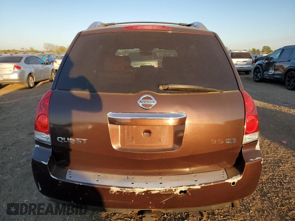 2007 Nissan Quest SE with VIN 5N1BV28U37N137780, listed as a Copart auction lot 74085914 with 202,892 mi miles and Salvage Title. Bid and sale history available at carsss.com. Image 6.