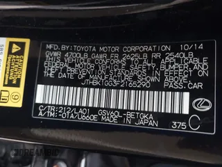 2015 Lexus ES 350 with VIN JTHBK1GG3F2165290, listed as a IAAI auction lot 41142256 with 126,866 mi miles. Bid and sale history available at carsss.com. Image 9.