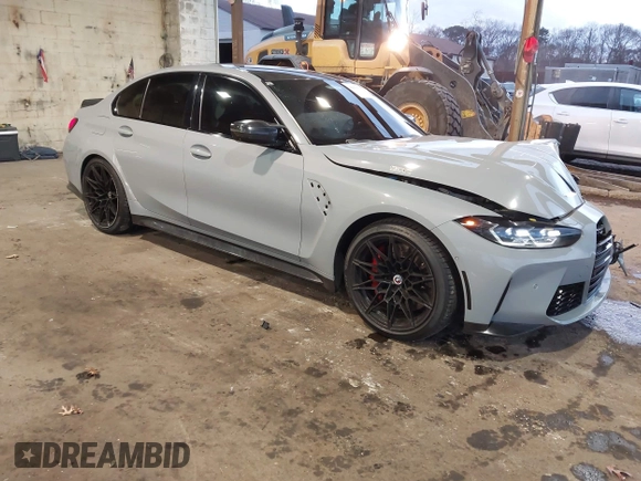 2023 BMW M3 Competition xDrive with VIN WBS43AY03PFP13218, listed as a IAAI auction lot 40936588 with 26,610 mi miles and . Bid and sale history available at DreamBid. Image 1.