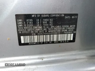 2017 Subaru Impreza with VIN 4S3GTAA6XH3739613, listed as a Copart auction lot 54130125 with 191,962 mi miles and Salvage title. Bid and sale history available at DreamBid. Image 12.