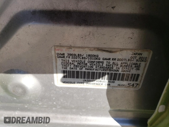 2011 Mitsubishi Lancer ES with VIN JA32U2FU0BU017538, listed as a Copart auction lot 87772065 with 152,671 mi miles and Salvage Title. Bid and sale history available at DreamBid. Image 14.