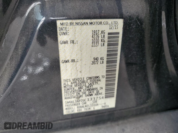 2016 Nissan Altima SV with VIN 1N4AL3AP2GC133754, listed as a Copart auction lot 53174985 with 81,405 mi miles and Salvage Title. Bid and sale history available at carsss.com. Image 12.