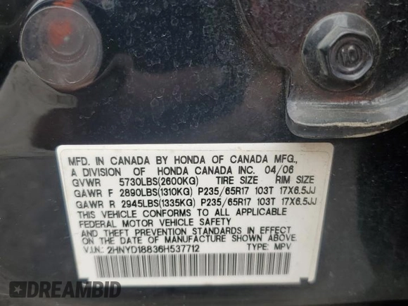2006 Acura MDX Touring с VIN 2HNYD18836H537712, выставлен на аукционе Copart как лот 58430355 с пробегом 139 752 миль миль и Списание • Salvage title. История ставок и продаж доступна на DreamBid. Изображение 13.