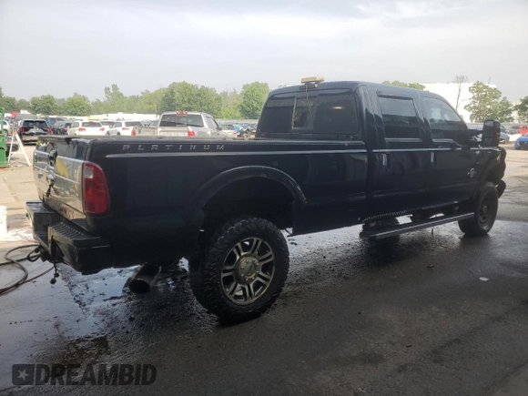 2015 Ford F-350 Platinum with VIN 1FT8W3BT4FEB02746, listed as a Copart auction lot 62099025 with 193,636 mi miles and Salvage title. Bid and sale history available at DreamBid. Image 3.