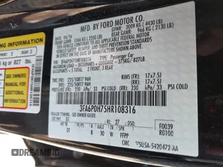 2017 Ford Fusion SE with VIN 3FA6P0H75HR108316, listed as a IAAI auction lot 42113111 with 158,838 mi miles and . Bid and sale history available at DreamBid. Image 9.