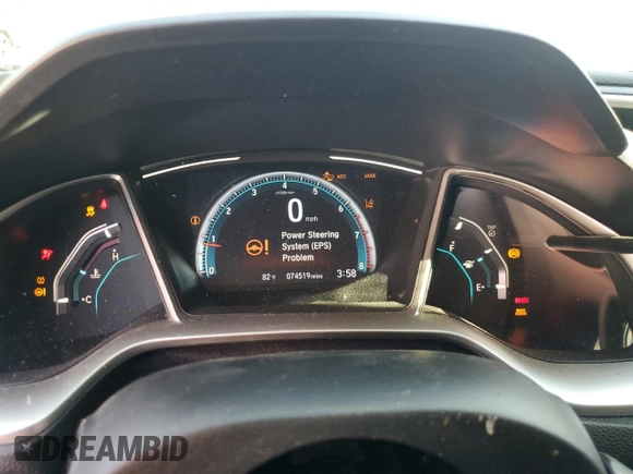 2020 Honda Civic Sedan EX-L with VIN 19XFC1F7XLE021851, listed as a Copart auction lot 68318734 with 74,519 mi miles and Salvage Title. Bid and sale history available at carsss.com. Image 9.