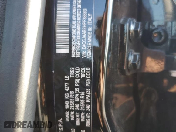 2017 Jeep Renegade Sport with VIN ZACCJAAB2HPF38883, listed as a Copart auction lot 77474204 with 120,687 mi miles and Salvage title. Bid and sale history available at DreamBid. Image 15.