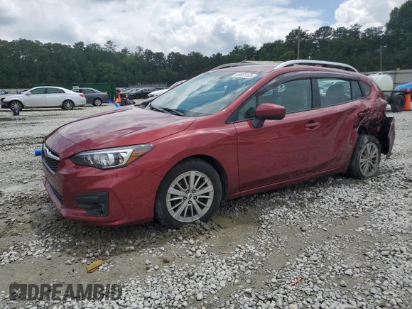 2018 Subaru Impreza Premium z VIN 4S3GTAD62J3709314, wystawiony jako Copart lot #59881165 z przebiegiem 56 482 mil mil oraz Szkoda całkowita • Salvage title. Historia ofert i sprzedaży dostępna na DreamBid. Obrazek 1.