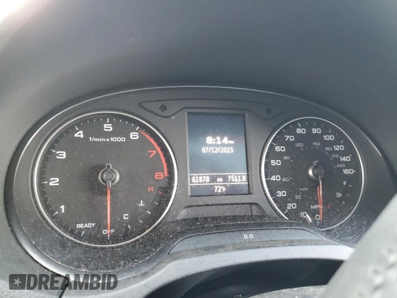 2017 Audi A3 Sedan Premium with VIN WAUB8GFF1H1075590, listed as a Copart auction lot 58847023 with 61,878 mi miles. Bid and sale history available at carsss.com. Image 9.