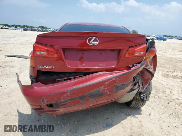 2006 Lexus IS 350 with VIN JTHBE262862006381, listed as a Copart auction lot 55976515 with Not provided miles and Salvage title. Bid and sale history available at DreamBid. Image 6.
