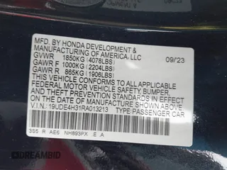 2024 Acura Integra w/A-Spec Package z VIN 19UDE4H31RA013213, wystawiony jako IAAI lot #42050337 z przebiegiem 9 084 mil mil oraz . Historia ofert i sprzedaży dostępna na DreamBid. Obrazek 9.