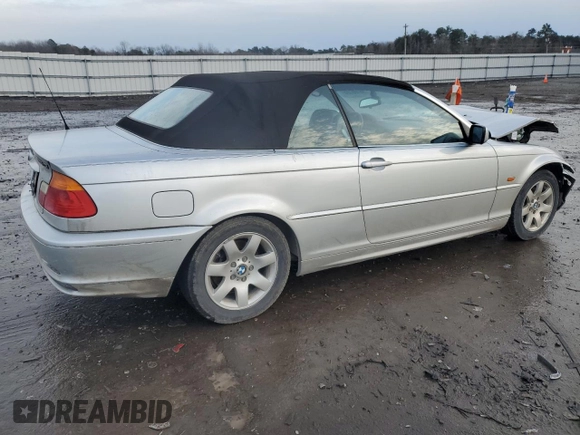 2001 BMW 3 Series 325Ci with VIN WBABS334X1JY42114, listed as a Copart auction lot 86188724 with 218,780 mi miles and Clean Title. Bid and sale history available at carsss.com. Image 3.