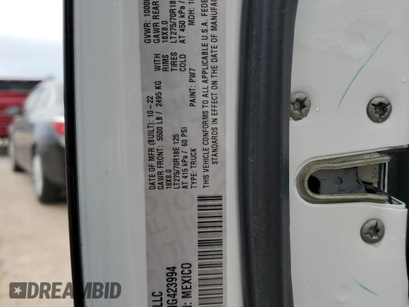 2022 Ram 2500 Tradesman with VIN 3C6UR5HJ9NG423994, listed as a Copart auction lot 55760645 with 7,868 mi miles and Salvage title. Bid and sale history available at DreamBid. Image 12.