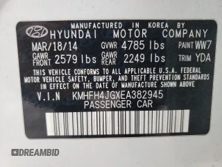 2014 Hyundai Azera Limited with VIN KMHFH4JGXEA382945, listed as a Copart auction lot 71667754 with 91,056 mi miles and Salvage Title. Bid and sale history available at carsss.com. Image 12.