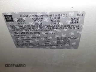 2015 Chevrolet Equinox LT with VIN 2GNFLGEK5F6186808, listed as a IAAI auction lot 41384355 with 182,599 mi miles. Bid and sale history available at carsss.com. Image 9.