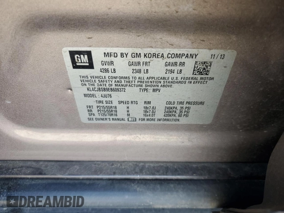 2014 Buick Encore Convenience with VIN KL4CJBSB9EB609372, listed as a Copart auction lot 44674095 with 80,259 mi miles and Salvage Title. Bid and sale history available at carsss.com. Image 13.