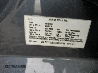 2021 Tesla Model Y Long Range z VIN 5YJYGDEE6MF233205, wystawiony jako Copart lot #58011025 z przebiegiem 48 419 mil mil oraz Szkoda całkowita • Salvage title. Historia ofert i sprzedaży dostępna na DreamBid. Obrazek 13.