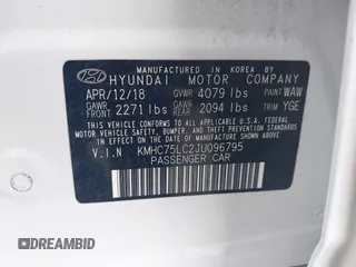 2018 Hyundai Ioniq SEL z VIN KMHC75LC2JU096795, wystawiony jako IAAI lot #42120793 z przebiegiem 111 058 mil mil oraz . Historia ofert i sprzedaży dostępna na DreamBid. Obrazek 9.
