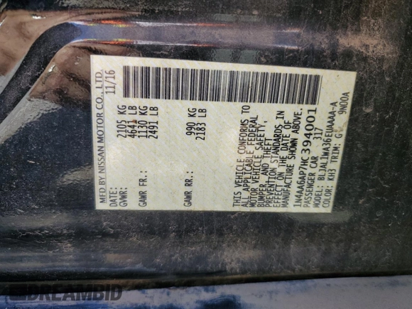 2017 Nissan Maxima SV with VIN 1N4AA6AP7HC394001, listed as a Copart auction lot 48188535 with 139,147 mi miles and Salvage Title. Bid and sale history available at DreamBid. Image 12.