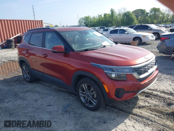 2021 Kia Seltos S with VIN KNDEU2AA3M7229895, listed as a IAAI auction lot 41944059 with 57,000 mi miles and . Bid and sale history available at DreamBid. Image 1.