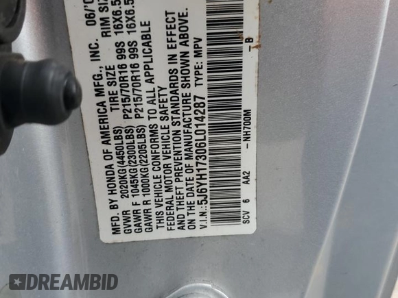 2006 Honda Element LX with VIN 5J6YH17306L014287, listed as a Copart auction lot 74942924 with 178,897 mi miles and Salvage Title. Bid and sale history available at DreamBid. Image 14.