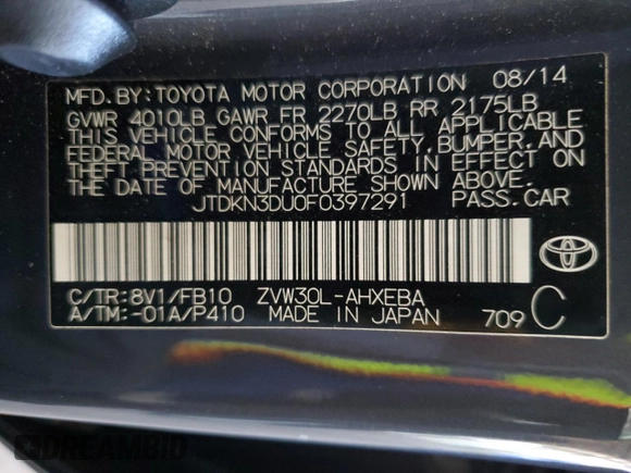 2015 Toyota Prius Four with VIN JTDKN3DU0F0397291, listed as a Copart auction lot 52146075 with 149,110 mi miles and Salvage Title. Bid and sale history available at carsss.com. Image 13.
