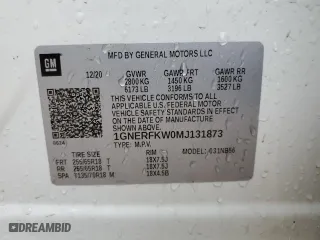 2021 Chevrolet Traverse LS with VIN 1GNERFKW0MJ131873, listed as a Copart auction lot 43467005 with 174,870 mi miles and Salvage Title. Bid and sale history available at carsss.com. Image 13.