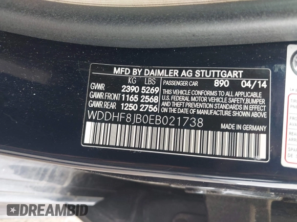 2014 Mercedes-Benz E 350 Luxury with VIN WDDHF8JB0EB021738, listed as a IAAI auction lot 42461502 with 95,209 mi miles and . Bid and sale history available at DreamBid. Image 9.