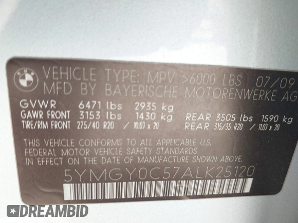 2010 BMW X5 M z VIN 5YMGY0C57ALK25120, wystawiony jako IAAI lot #41473632 z przebiegiem 78 923 mil mil oraz . Historia ofert i sprzedaży dostępna na DreamBid. Obrazek 9.