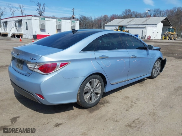 2015 Hyundai Sonata Hybrid Limited with VIN KMHEC4A45FA124754, listed as a IAAI auction lot 41875502 with 138,408 mi miles. Bid and sale history available at carsss.com. Image 4.