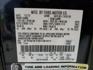 2014 Ford F-150 XL with VIN 1FTFW1ET3EFA61011, listed as a Copart auction lot 46049315 with 169,089 mi miles and Salvage Title. Bid and sale history available at carsss.com. Image 12.