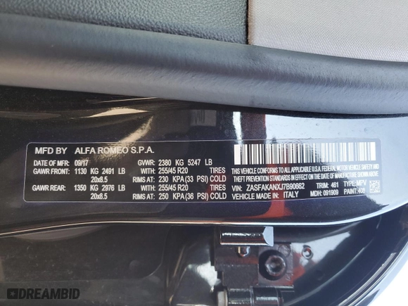 2018 Alfa Romeo Stelvio with VIN ZASFAKANXJ7B90662, listed as a Copart auction lot 49987745 with 34,358 mi miles and Salvage Title. Bid and sale history available at carsss.com. Image 13.