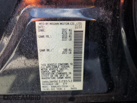 2016 Nissan Altima SR с VIN 1N4AL3AP3GC129552, выставлен на аукционе Copart как лот 63012205 с пробегом 279 382 миль миль и Списание • Salvage title. История ставок и продаж доступна на DreamBid. Изображение 12.