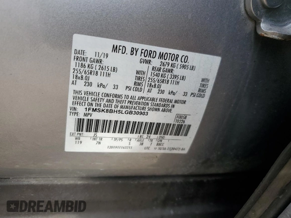 2020 Ford Explorer with VIN 1FMSK8BH5LGB30903, listed as a Copart auction lot 84818104 with 76,003 mi miles and Non Repairable. Bid and sale history available at carsss.com. Image 15.