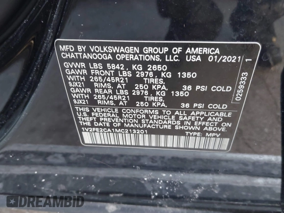 2021 Volkswagen Atlas SEL Premium R-Line z VIN 1V2FE2CA1MC213201, wystawiony jako IAAI lot #41316986 z przebiegiem 36 600 mil mil oraz . Historia ofert i sprzedaży dostępna na DreamBid. Obrazek 9.
