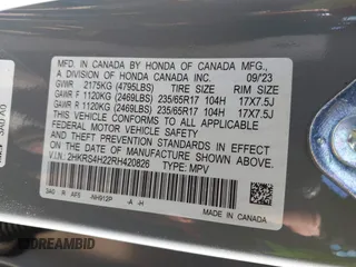 2024 Honda CR-V LX with VIN 2HKRS4H22RH420826, listed as a IAAI auction lot 41811200 with 14,515 mi miles and . Bid and sale history available at DreamBid. Image 9.