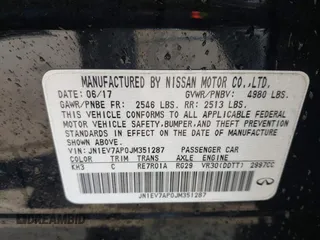 2018 Infiniti Q50 3.0t LUXE with VIN JN1EV7AP0JM351287, listed as a IAAI auction lot 41533708 with 82,549 mi miles. Bid and sale history available at carsss.com. Image 9.