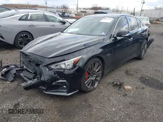 2018 Infiniti Q50 Red Sport 400 with VIN JN1FV7AR4JM481806, listed as a IAAI auction lot 40968949 with 80,924 mi miles and . Bid and sale history available at DreamBid. Image 17.