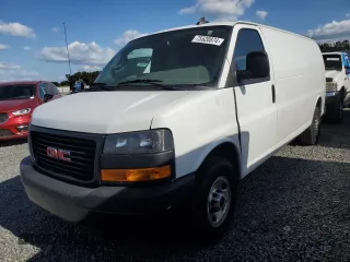 2023 GMC Savana Cargo Van with VIN 1GTW7BFP5P1106258, listed as a Copart auction lot 84307974 with 34,638 mi miles and Non Repairable. Bid and sale history available at carsss.com. Image 1.