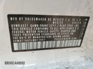 2020 Volkswagen GTI S с VIN 3VW6T7AU2LM011947, выставлен на аукционе Copart как лот 58807105 с пробегом 108 182 миль миль и Списание • Salvage title. История ставок и продаж доступна на DreamBid. Изображение 12.