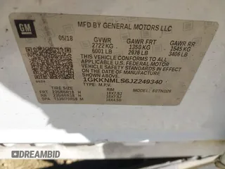 2018 GMC Acadia SLT with VIN 1GKKNMLS6JZ249340, listed as a IAAI auction lot 41715210 with 144,612 mi miles and . Bid and sale history available at carsss.com. Image 9.