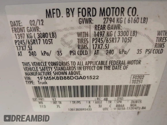 2013 Ford Explorer с VIN 1FM5K8B88DGA01522, выставлен на аукционе IAAI как лот 42440636 с пробегом 150 363 миль миль и . История ставок и продаж доступна на DreamBid. Изображение 9.