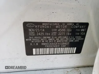 2015 Hyundai Sonata Hybrid Limited with VIN KMHEC4A43FA108407, listed as a Copart auction lot 40350143 with 127,631 mi miles. Bid and sale history available at carsss.com. Image 14.